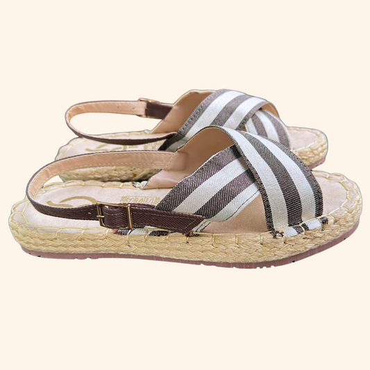 Sandalia Rayas Gris x Blanco