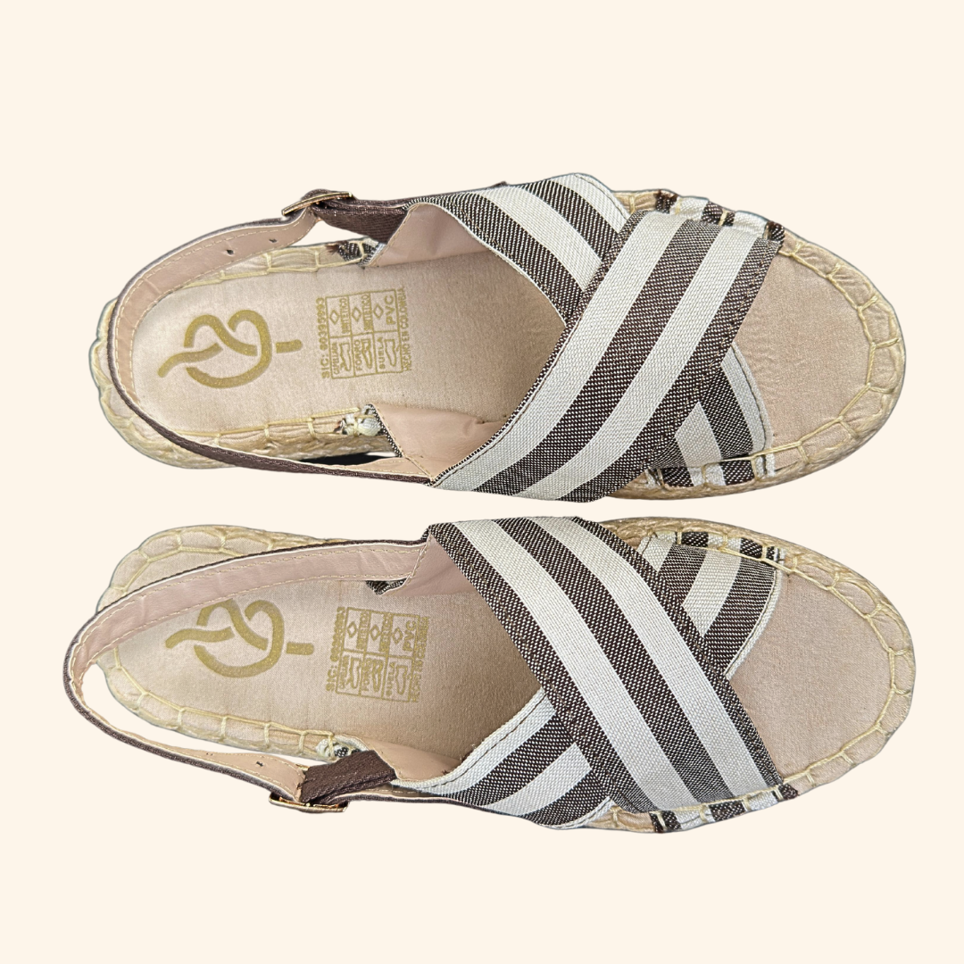 Sandalia Rayas Gris x Blanco